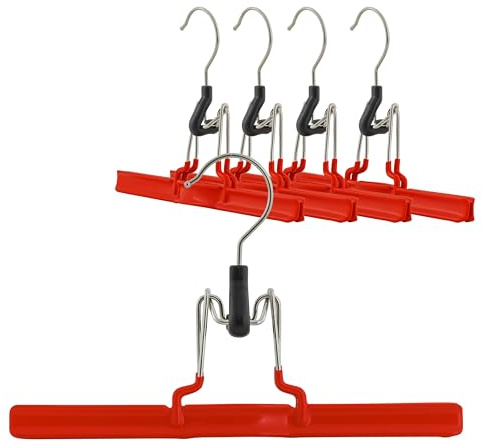 MAWA Space-Saving with Rotating Hook Für Hosen, Röcke und Shorts, Legierter Stahl Polyvinylchlorid (PVC), rot, Style M/26, 5