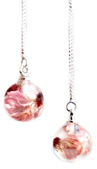 Silber Ohrringe Ginster, Sterlingsilber Durchziehohrringe mit Ginster in Gießharz/Kettenohrringe/Terrarium Ohrringe/Geschenk für Sie