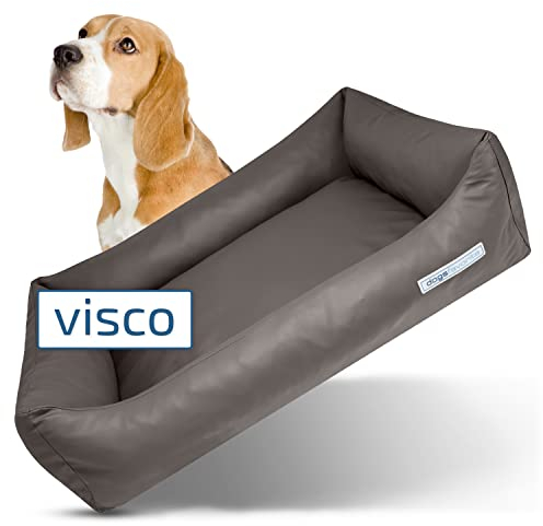 dogsfavorite Hunde-Bett mit Visco-Kissen - waschbares Hundekörbchen - hochwertiges Hundesofa - gelenkschonendes Hundekissen - robuste Hundematte - Taupe - Gr. L - 115 x 85 cm