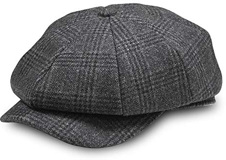 Schirmmütze Herren Schiebermütze, Gatsby Flatcap Herren Ballonmütze Tellermütze Newsboy Hut Baker Boy Mütze 8-Panel Schiebermützen Shelby Schirmmützen Grau für Herren Sommer/Winter Einstellbare Größe