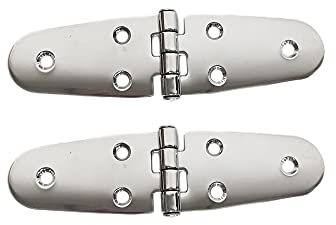 2 cerniere per porte e finestre da tetto per camper, lato rotondo, in acciaio inox, resistente, montaggio superiore, 14,7 x 3,8 cm