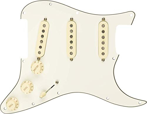 Fender Strat Pickguard, vorverkabelt, Custom Shop Fat 50's SSS, Pergament 11-Loch PG