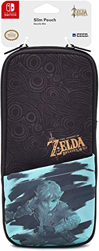 Hori The Legend of Zelda: Breath of the Wild Slim-Etui für Nintendo Switch - Grau/Blau - Weich - Reißverschluss - 2 Fächer - Officially Nintendo-Lizenziert