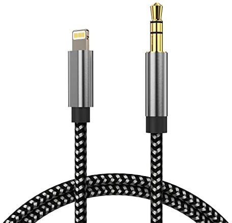 Câble auxiliaire pour iPhone 14/13/12/X/11/8/7 Pro Max Cordon auxiliaire de voiture Lightning Jack 3.5mm Cordon auxiliaire audio de qualité supérieure vers autoradio/haut-parleur/adaptateur casque