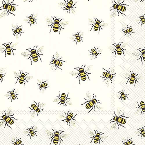 IHR 20 Servietten Motiv: Lovely bees white - 33x33cm