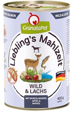 GranataPet Liebling's Mahlzeit Wild & Lachs, Nassfutter für Hunde, Hundefutter ohne Getreide & ohne Zuckerzusätze, Alleinfuttermittel, 6 x 400 g