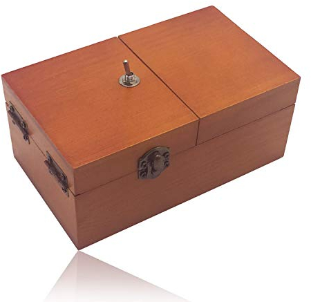 Maijia Nutzlose Schachtel aus Holz Macht Sich selbst aus Nutzlose Schachtel Lassen Sie Mich allein Maschinenkiste mit Echtholz Schreibtischdekoration für Weihnachten Neujahrsgeschenke (Brown-No Logo)