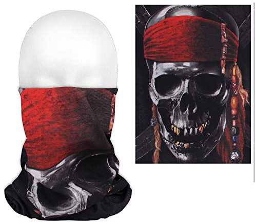 Alsino Multifunktionstuch Schlauchschal Mundtuch Halstuch Bandana Kopfbedeckung Top Motive fester Sitz - atmungsaktiv extra lang bedeckt Mund, Nase und Hals, Farbe wählen :Totenkopf Pirat