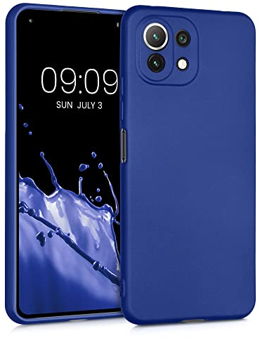 kwmobile Case kompatibel mit Xiaomi 11 Lite (5G) NE/Mi 11 Lite (5G) Hülle - Schutzhülle aus Silikon metallisch schimmernd - Handyhülle Metallic Blau