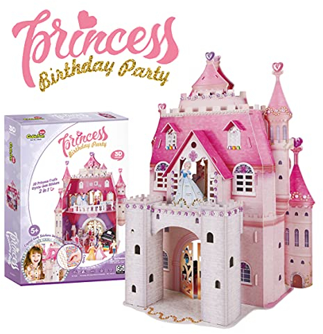 Puzzle 3D Princess Birthday Party - Casa De Muñecas para Niñas Infantil, Puzzles 3D Casas De Muñecas para Niñas, 95 Piezas, 524 Pegatinas de Cristal, 5 Años O Más