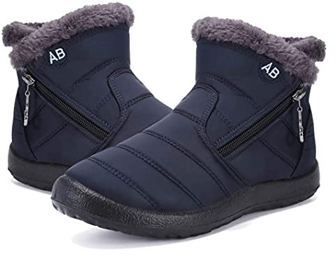 Maxome Stivali Donna Invernali Stivaletti da Neve Caldo Peluche con Cerniera Laterale Passeggio Boots Antiscivolo Leggero Caviglia Piatto Stivaletti