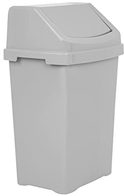 JMS we create smile 8L/25L/50L Litre Plastic Swing Lid Bin Waste Recycle Dustbins Rubbish Trash Refused Bins (Silver/Grey, 50 LITRE)