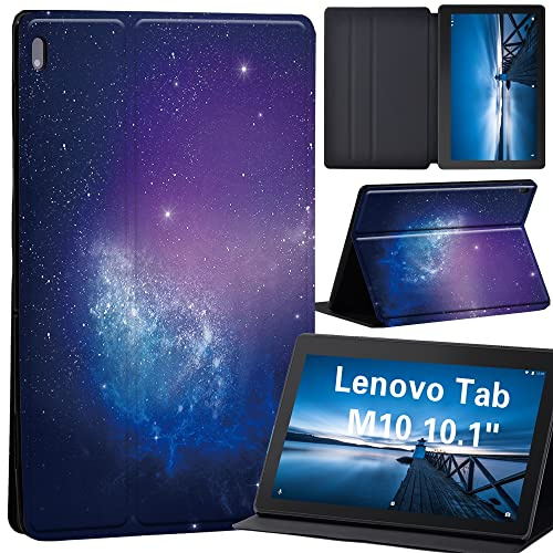 Case for Lenovo Tab M10 TB-X605F/ TB-X605L/ TB-X505F/ TB-X505L - Leather Tri-Fold Stand Cover Case for Lenovo Tab M10 10.1-Inch Tablet (purple galaxy)