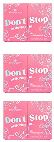 essence Don't Stop believing in... mini eyeshadow palette, Lidschatten, Mehrfarbig, 6 Farben, langanhaltend, vegan, ohne Mikroplastikpartikel, Nanopartikel frei, ohne Parfüm, 3er Pack (3x5g)