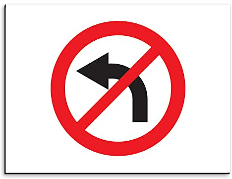 Plaque de signalisation Interdiction de tourner à gauche en aluminium 20x15 cm