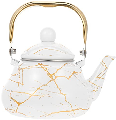 Cabilock Wasserkocher Emaille 1.5L Retro Emaille Teekessel Emaille Wasserkessel Kaffeekanne Wasserkrug Vintage Wassertopf Nostalgie Teekocher für Wasser Saft Milch Tee Karaffe Küchengeräte