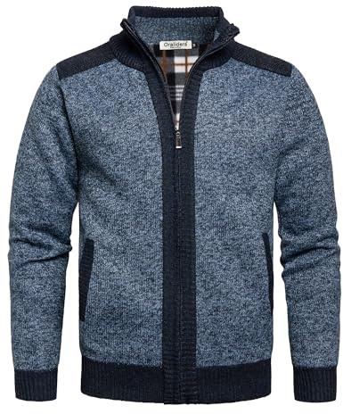 Oralidera Cardigan da Uomo Maglione Lavorato a Maglia Cappotto Invernale in Maglieria Spessa Giacca Collo in Pile Caldo Felpa Manica Lunga con Cerniera Intera
