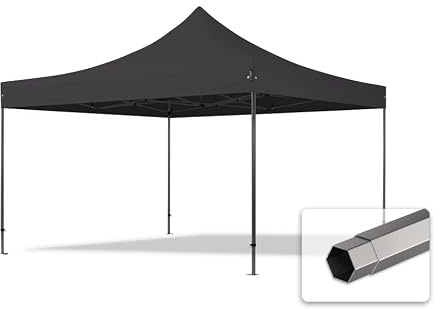TOOLPORT Faltzelt Partyzelt 4x4m - ohne Seitenteile Premium Dach Faltpavillon schwer entflammbar Pavillon schwarz