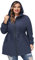 Hanna Nikole Manteau Imperméable Long À Capuche pour Femme - Coupe-Vent Léger Et Imperméable avec Fermeture Éclair Veste De Sport avec Poches Bleu Foncé 48