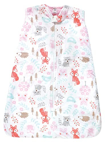 Hudson Baby Unisex Baby Mink with Sherpa Inner Sleeping Bag, Sack, Blanket, Girl Woodland, 6-12 Months