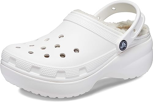 Crocs Zoccolo da Donna Classico Foderato con Plateau, Bianco, 41/42 EU