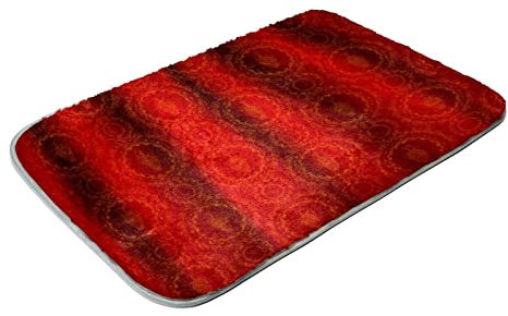 Kunstfell-Teppich Rot und Gold Ornament Tapete Muster für Schlafzimmer Wohnzimmer