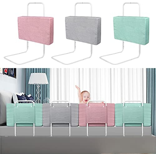 JNGLGO Bettgitter 50 cm Bettschutzgitter Höhenverstellbar Kinderbettgitter Babybettgitter Rausfallschutz für Kinder & Elternbetten, 50 cm - Rosa