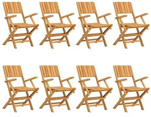 vidaXL Gartenstühle 8 STK., Gartenstuhl Klappbar Lattenrost-Design, Klappstuhl Holzstuhl mit Armlehnen, Gartensessel Stuhl, Massivholz Teak