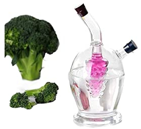 NTTNL Aceitera Dispensador de Aceite y vinagre, Botella Doble y vinagre, Botella Transparente de Vidrio for Cocina, Botella 2 en 1 (Transparente) Cocina