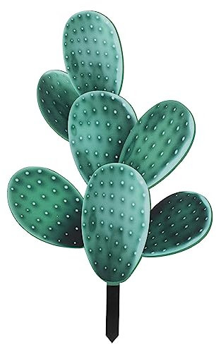 Cabilock Carte De Cactus Statue De Cactus De Jardin Art De Pelouse De Cactus Balises Marqueurs De Jardin Figurines De Cactus en Métal Ornements De Pelouse Piquet Bois Extérieur Acrylique