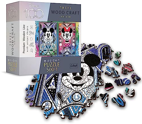Trefl 20182 Wood Craft Mickey and Minnie Mouse Hochelement-Puzzle, Mehrfarbig