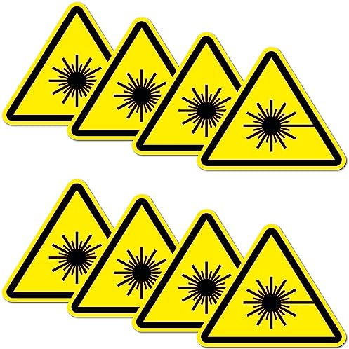 8 Stück Warnhinweis Aufkleber 6x5cm Laser UV Schutz laminiert wasserfest Digitaldruck Warnung