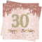AFYHH 80Stück 30. Servietten Geburtstag Happy Birthday Servietten Papierservietten Geburtstag Tischdeko Party Serviett Napkins 33 X 33cm 30. Servietten Geburtstag Deko Frauen