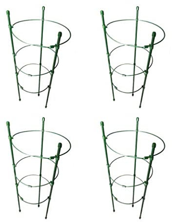 Yardwe 4pcs Climbing Plant Special Flower Stand Garden Trellis Peony Supports Plant Stakes Plant Support Rings Plants Flowers Trellis Metal Tube Covered with Plastic Cage Frame Heavy