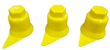 KRAM-Tuck - 100x Radschrauben - Radmuttern - Radschraubenkappen - Radmutternkappen - Kunstsoff Kappen Abdeckungen - Indikator für lose Schrauben (Gelb, 32MM)