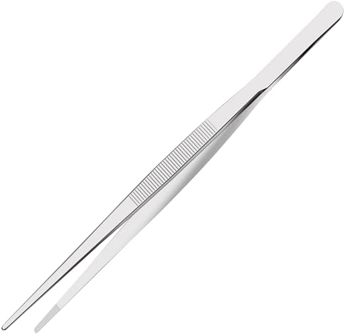 Pinzette grandi in acciaio inox extra lunghe pinzette dritte 30 cm con punta dentata di precisione per acquascaping, giardinaggio, cucina, lavori industriali, uso laboratorio