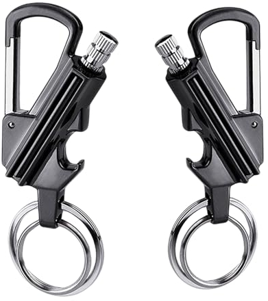 Ultraray Allumettes Briquet avec Mousqueton, Briquet à Essence, Porte-Clés Briquet à Silex, Allume Feu Porte Clé, Pendentif Homme, Briquet Stylé Porte Cle, EDC Cool (2 Pièces)