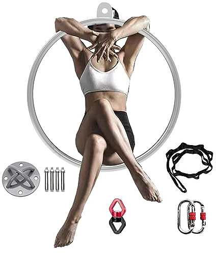 Aerial Hoop Set,Aerial Hoop Fit Für Luftakrobatik Und Aerobic Durchmesser 85 Bis 110 cm - Befestigungsarten Gurt, Balken, Decke - Geeignet Für Aerobic, Lyra, Yoga, Akrobatik-A||Diameter 100cm