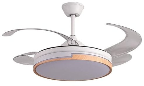 BEL AIR HOME - Ventilador de Techo ROBIN - Motor DC - Aspas Desplegables - Luz Led 36W (3000K, 4000K, 6500K) - Mando a Distancia Incluido (BLANCO) (BLANCO/MADERA)