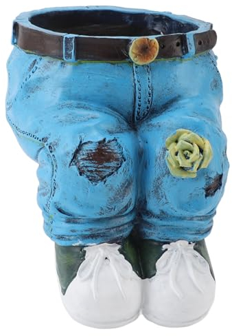 Luqeeg Kreativer Denim-Hosen-Blumentopf, Retro-Harz-Gartenfigur, Harzhose, Dekorativer Blumen-Pflanztopf, Blue Jeans-Pflanzgefäß für Zuhause, Rasen, Hof, Innenhof, Balkon, Büro