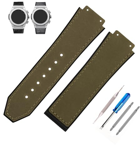 MMBAY Big Bang Ersatz-Uhrenarmbänder aus Gummi, mattiert, 25 mm, passend für Hublot, 19 mm x 25 mm x 22 mm, Big Bang Uhrenarmband (ohne Metallschnalle), für Damen und Herren, Armeegrün, mattiert