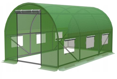 VBChome Folientunnel 300x200x200 cm – Gartentunnel Gewächshaus in Grün mit Stabiler Stahlrahmenkonstruktion, Rolltüren & Fenstern – Gartengewächshaus für Gemüse- & Obstanbau inkl. Befestigungsset
