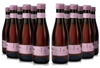 ThinK | Organic Sparkling Rose Wine (ABV 11% Alcohol) | 200ml Mini Wine Bottles | Miniature Sparkling Pinot Grigio Wine | Vegan | Pack of 12