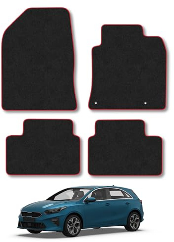 Fits Kia Ceed (2018-2026) [Manual] Carpet Car Mats | Red Edge Trim Tailored Fit Floor Mats Full Coverage Protection Accessories Easy Clean Anti Slip Made in the UK
