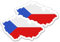 Finest Folia 2er Set Länder Silhouetten Aufkleber Länderaufkleber Bundesland Flagge Sticker für Auto Fahrrad Motorrad Modellblau selbstklebend wetterfest R215 (02 Tschechien)