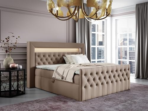 Fun Möbel Boxspringbett Schlafzimmerbett Ernesto Nr.1 (Beige, 180x200cm)