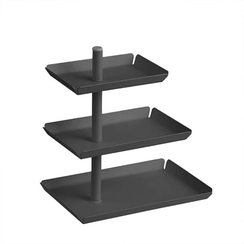 Lxoraziy 3 Tier Dessert Display Stand, Metal Food Display Platters, 360° Rotation Reusable Food Serving Platter Stand for Dessert, Cake, Pastry, Cookie, Fruit - Black (Black)