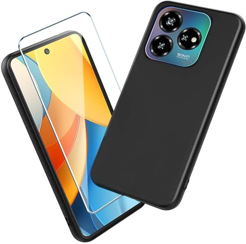 Xiangyun Cover per ZTE Blade V60 Vita Custodia con 1 X Film di Vetro Temperato protezione - Caso Silicone Nero Protettiva TPU Bumper Morbido Shell Case (6.6)