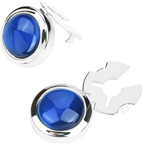 Cache Bouton de Chemise Homme | Couvre Boutons de Manchette | Boutons de Manchette pour Chemises Homme | Cadeau Mariage Affaires en Acier inoxydable | Cache Bouton de Chemise bleu