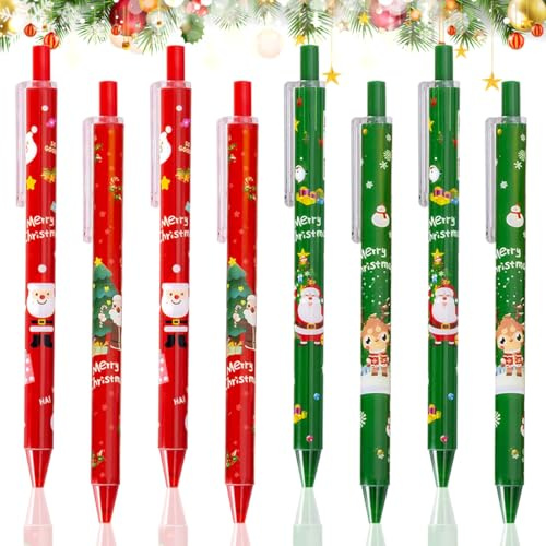 24 Pezzi Penne Natalizie Retrattili, Penne a Sfera Retrattili a Inchiostro Gel di Natale, 0.5 mm penne gel nere, Penne Roller Natalizie, Regali di Natale per Studenti, Bambini